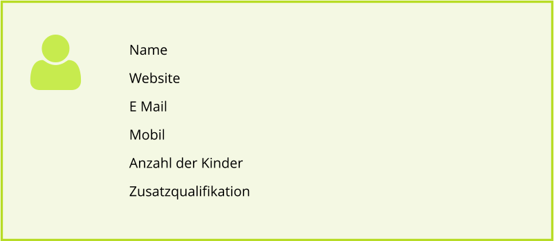 Name Website E Mail Mobil Anzahl der Kinder  Zusatzqualifikation